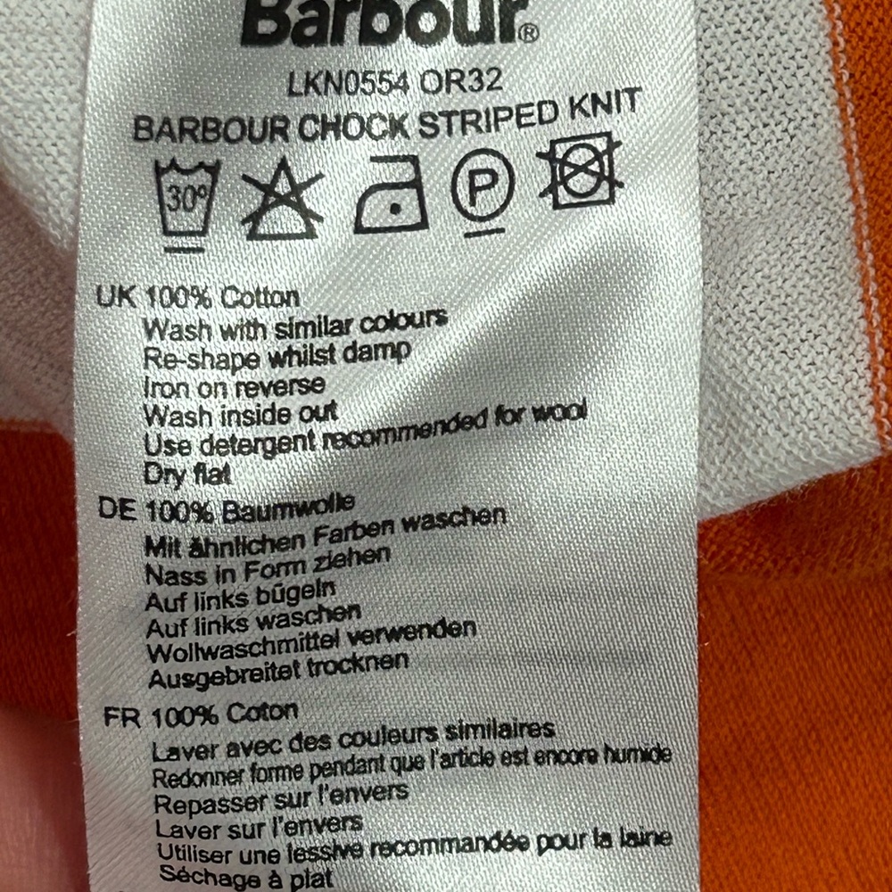 Barbour Women’s Chock Striped Knit Long Sleeve Boat Neck in Marigold Top Sz 14 - Picture 9 of 9